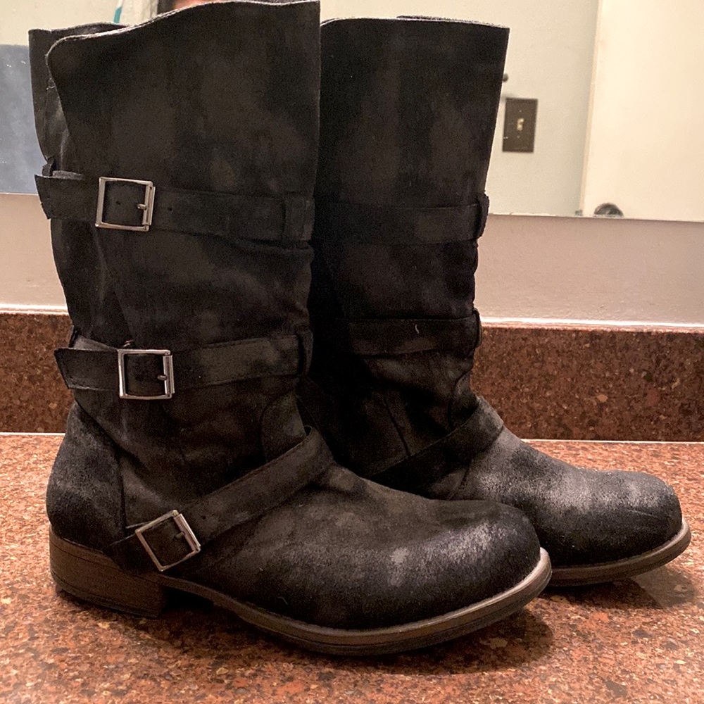 Crown Vintage 3 buckle mid-calf boots